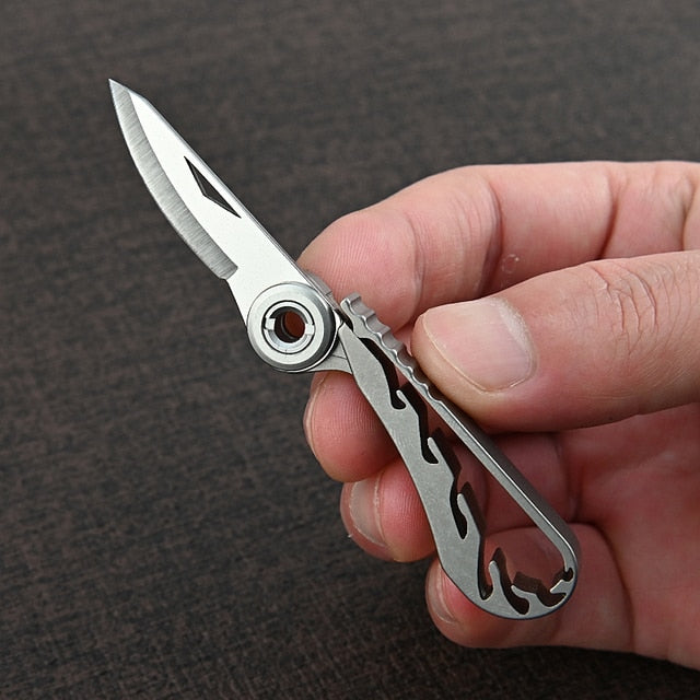 Mini Outdoor Foldable Titanium Knife Keychain