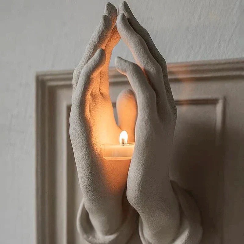 Praying Hands Nordic Wall Candle Holder - Image 1