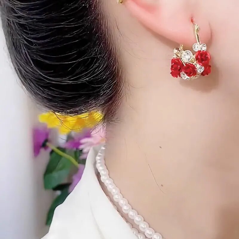 Rose Romance Stylish Zircon Earrings - Image 4