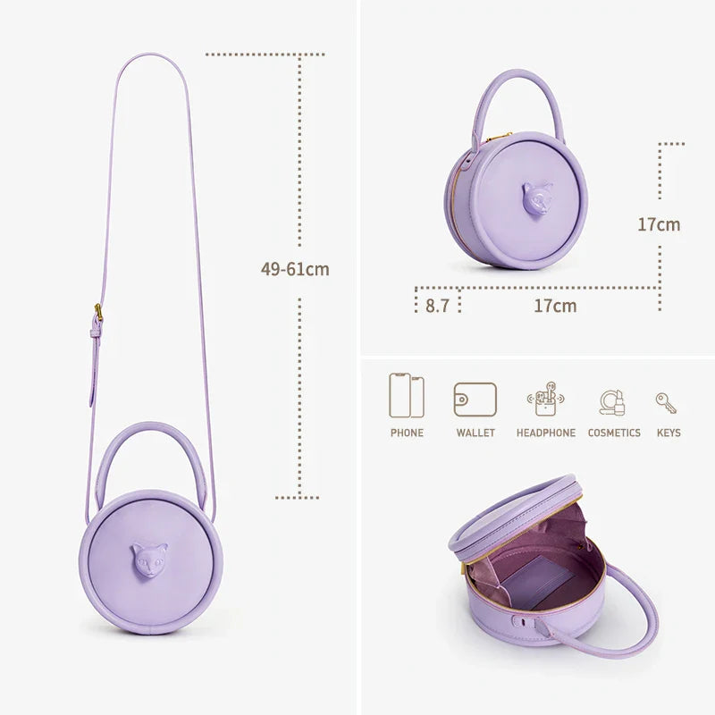 Roundabout Catface Leather Handbag - Image 5