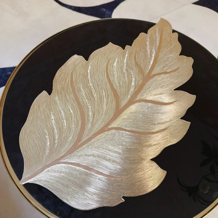 Gold Leaf Shape Decorative Serving Tray - Image 0