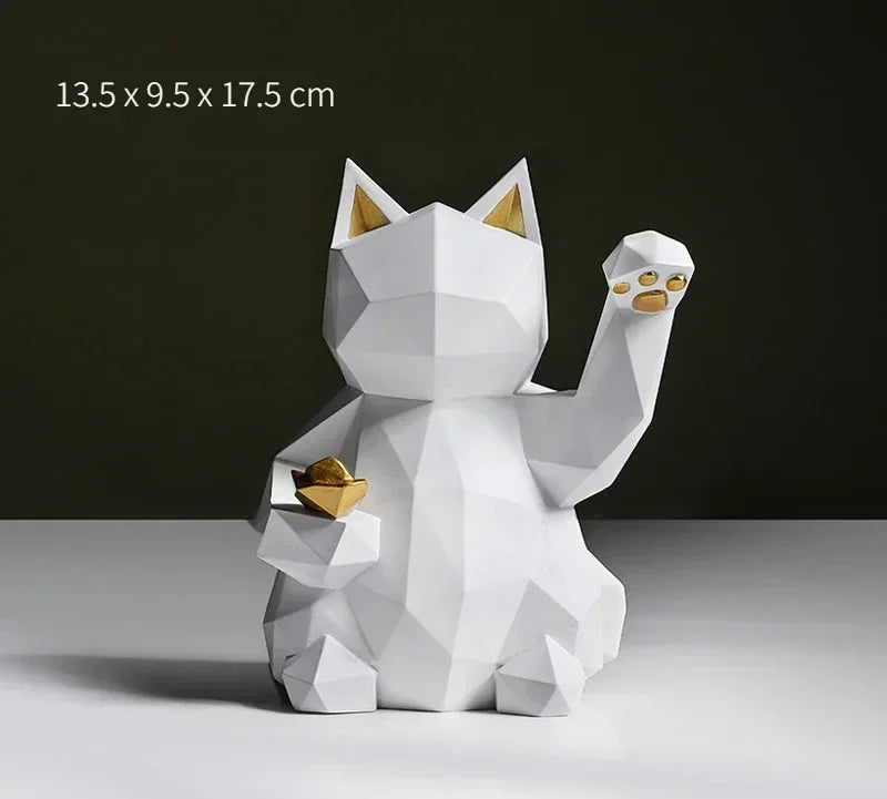 Nordic Minimalism Geometry Lucky Cat Statues - Image 6