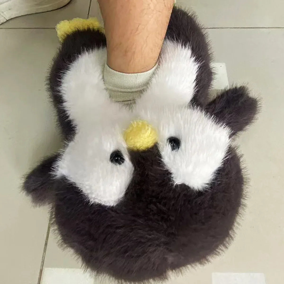 Happy Penguins Plush Comfy Cozy Slippers