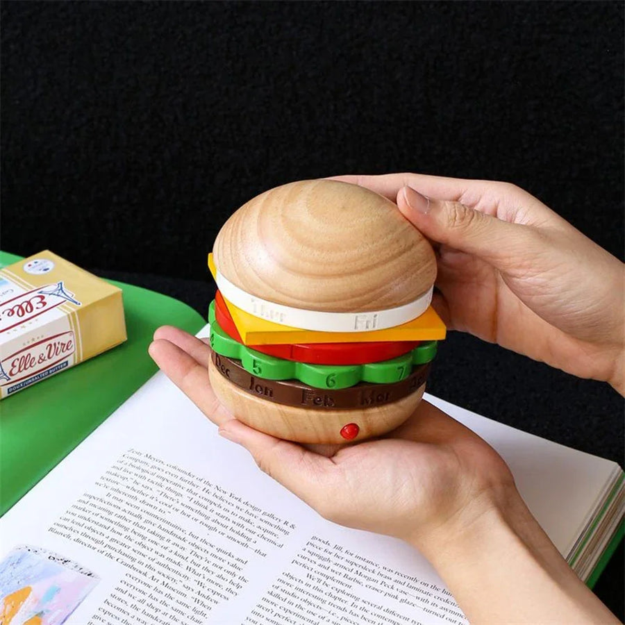 Rotating Wooden Hamburger Decorative Calender - Image 3