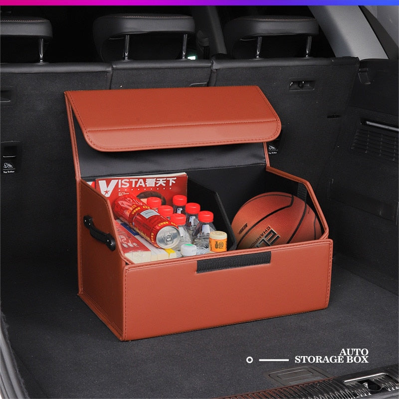 Car Guru Leather Large Capacity Trunk Organizer Box - Image 1