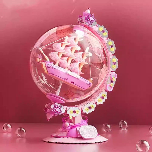 Fantasy Dream Pink Sailboat Globe Decor - Image 0