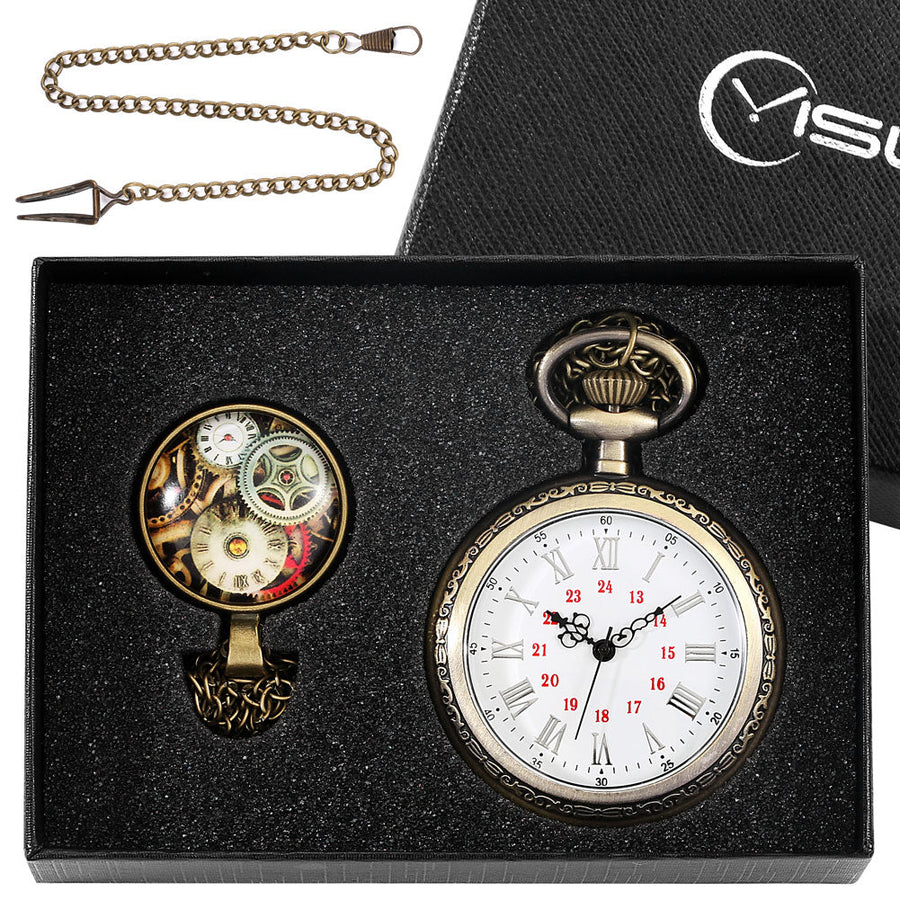 Digital Stainless Steel Pocket Watch Gift Set - Image 1