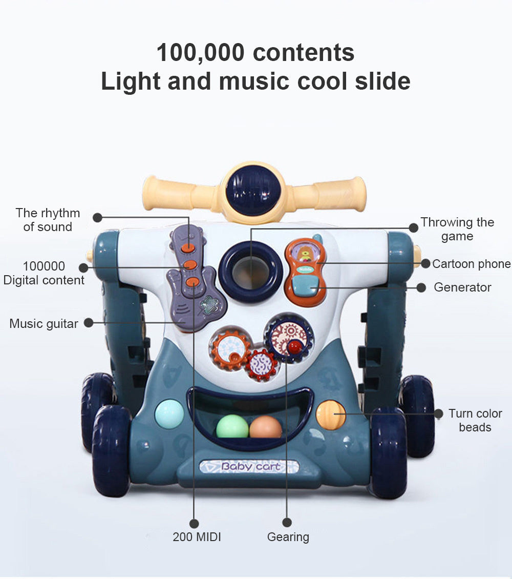 3in1 Anti-Rollover Baby Learning Walker Trolley