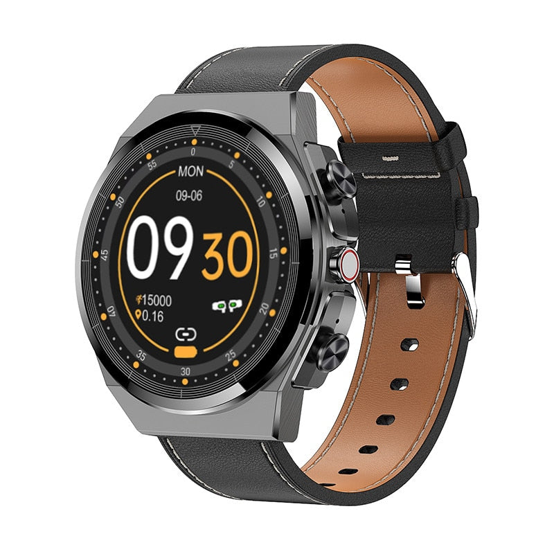 Classical Style Leather Built-in Bluetooth Headphones Smart Watch - Image 11