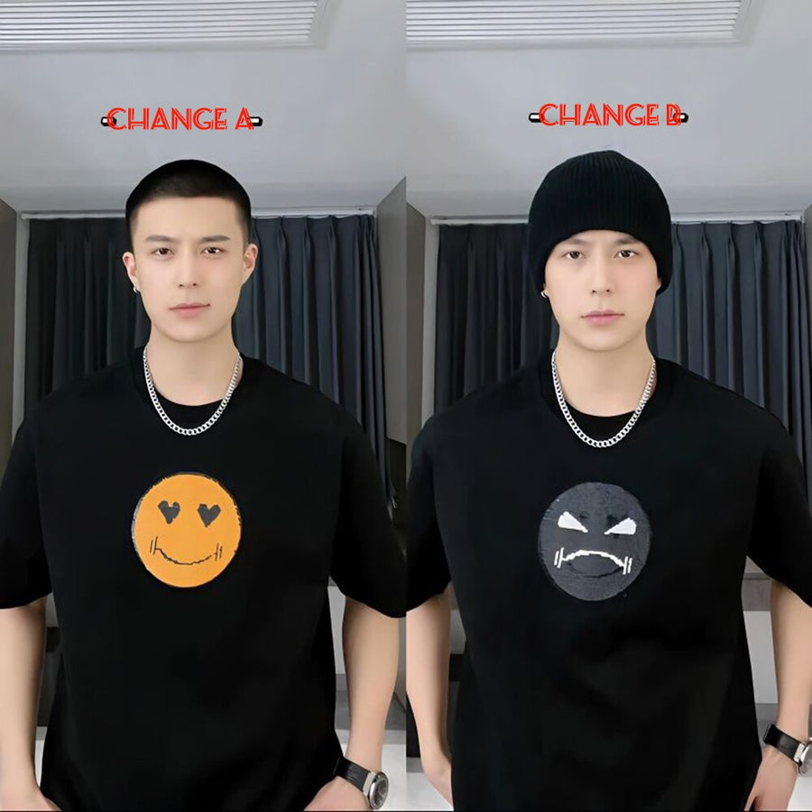 Mood Swing Smiley Face Sequin Changing Unisex T-Shirt - Image 4
