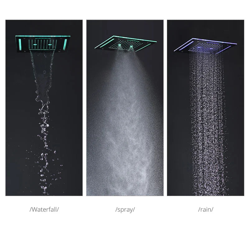 LED Music Shower Set Ceiling Rainfall Waterfall