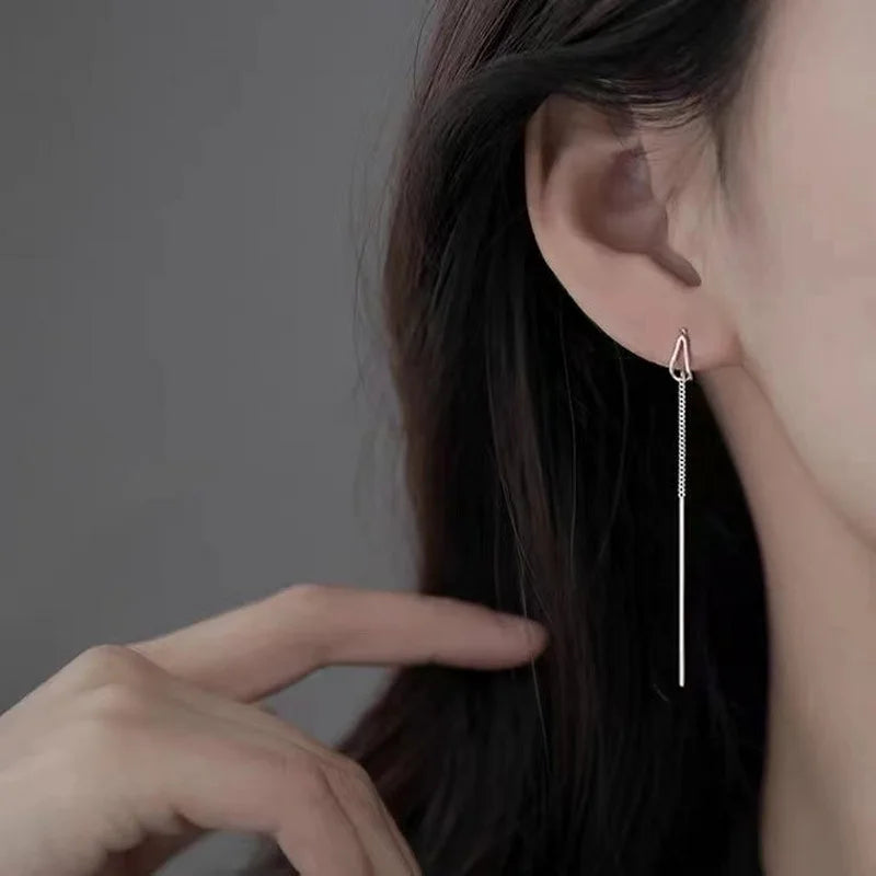 Elegant Slim Geometric Chain Earrings - Image 11