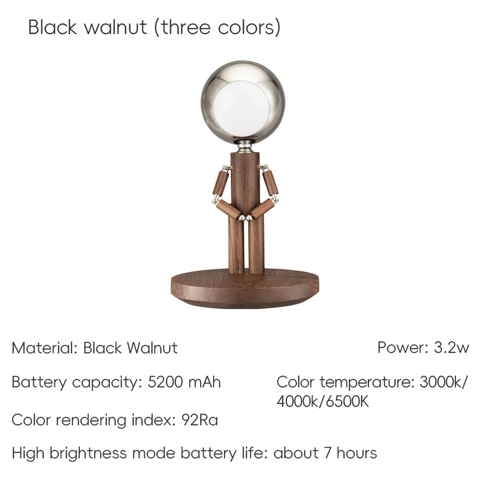 Lunar Robot Astronaut Wooden Table Lamp - Image 11