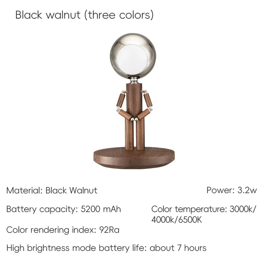 Lunar Robot Astronaut Wooden Table Lamp - Image 11