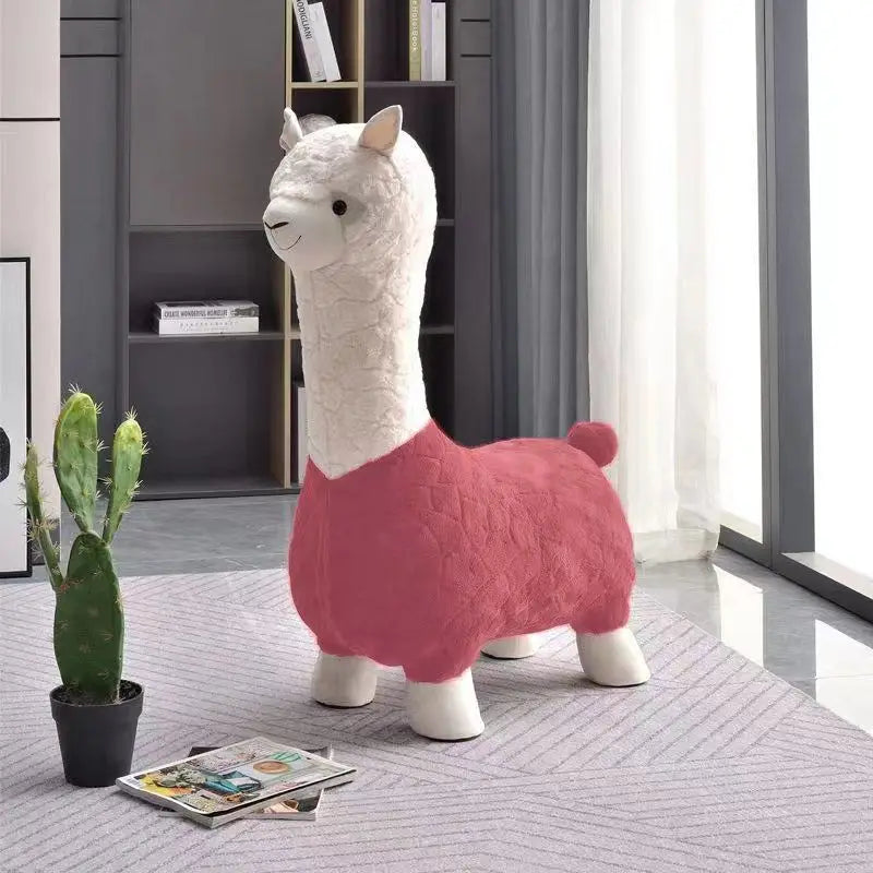 Fluffy Lama Door Entryway Decor Stool