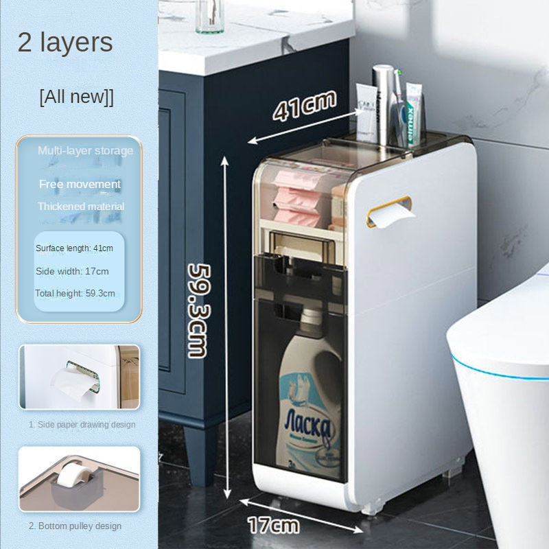Multilayer Ultra Narrow Bathroom Storage Cabinet - Image 12
