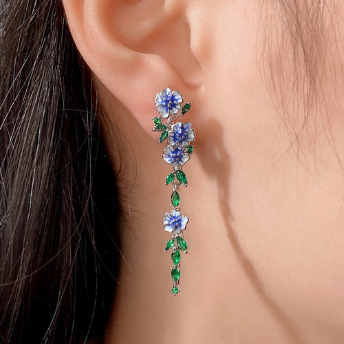 Vintage Blue Blossom Dangle Earrings - Image 0