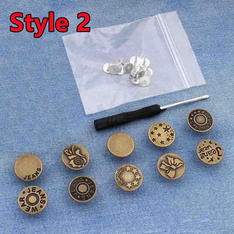 10Pcs Snap-On Seamless Metal Button Set - Image 9