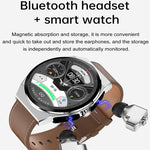 Classical Style Leather Built-in Bluetooth Headphones Smart Watch