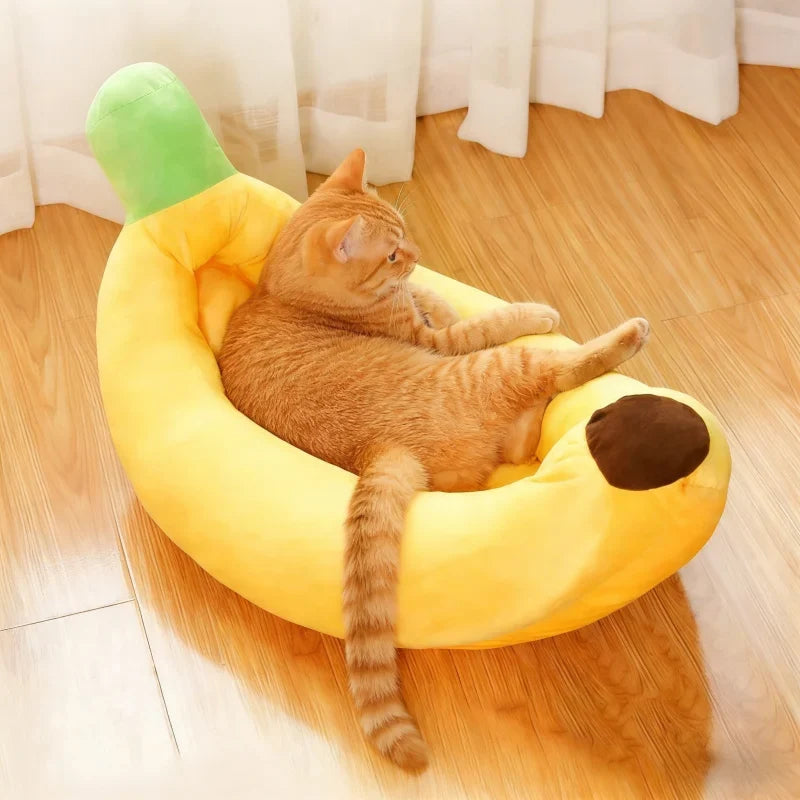 Bananenschalen-Plüsch-Katzenbett