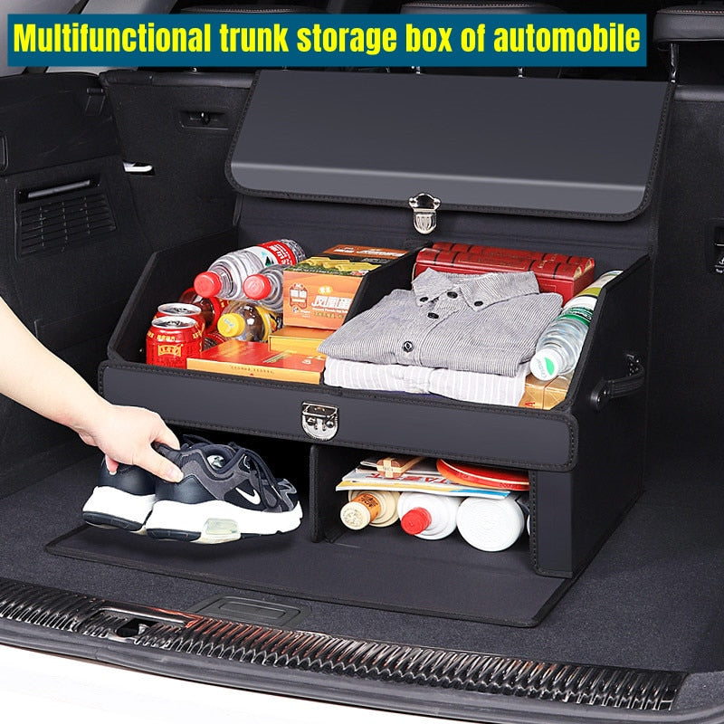 Car Guru Leather Large Capacity Trunk Organizer Box