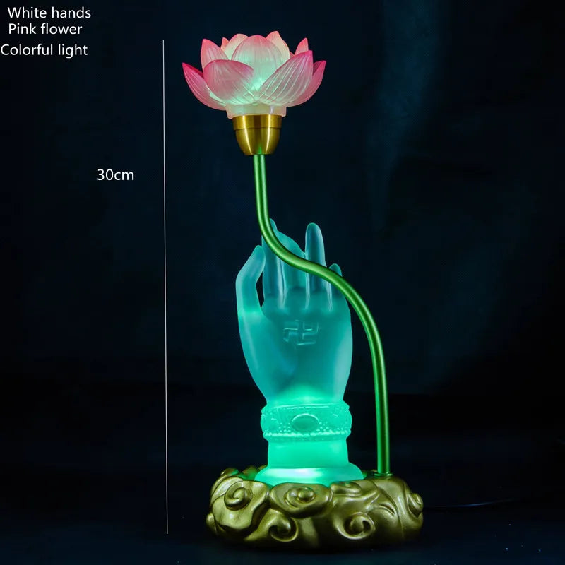 Sacred Lotus Hand Crystal Lamp - Image 14