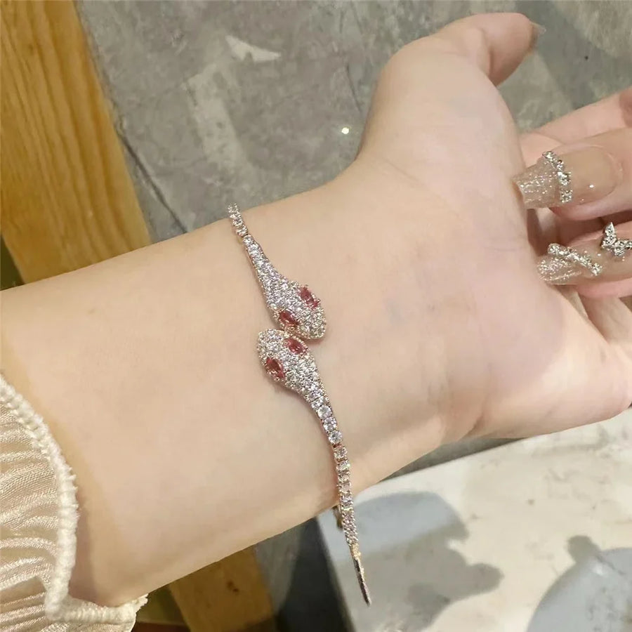Zircon Stone Adjustable Snake Bracelet - Image 3