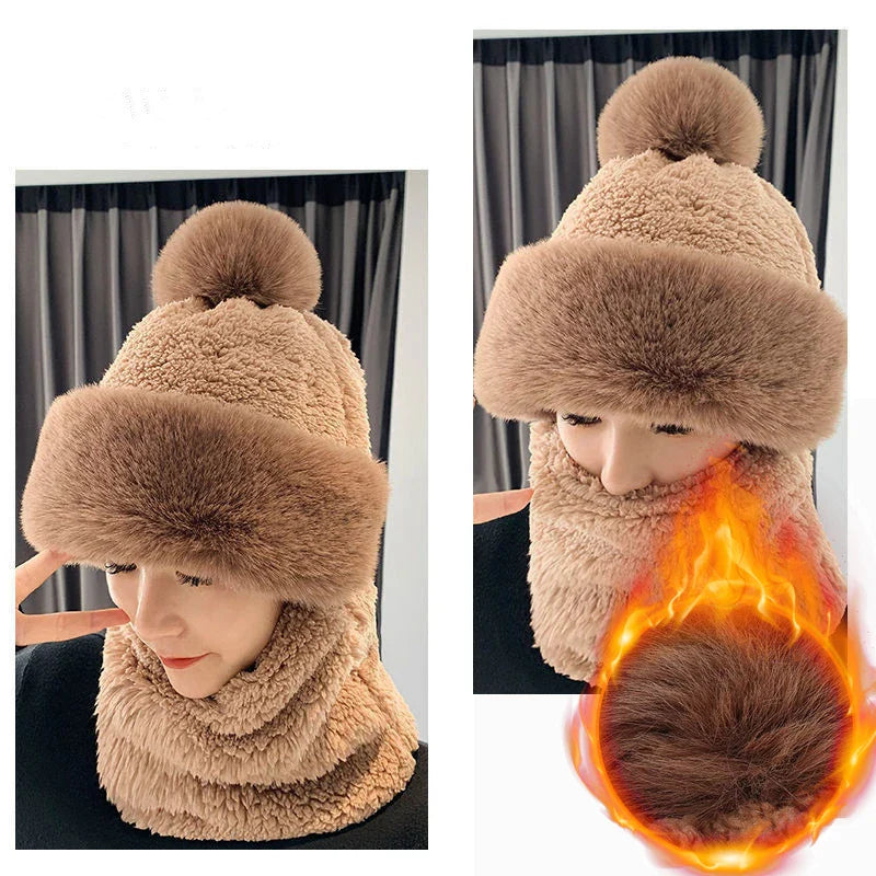 Warm Winter Fluffy Thick Hat Scarf - Image 8