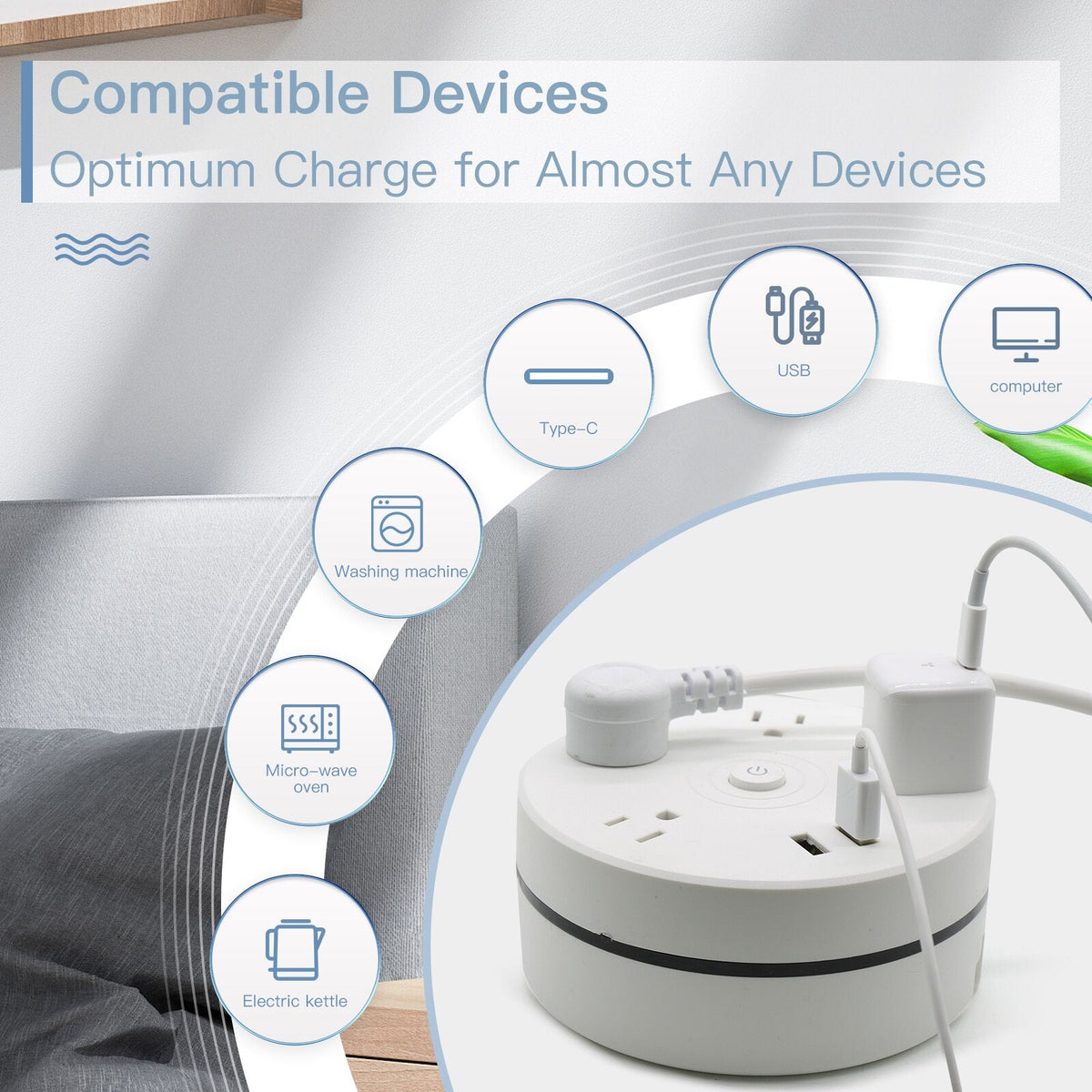 Round Total Connect Cable Power Extension Cord