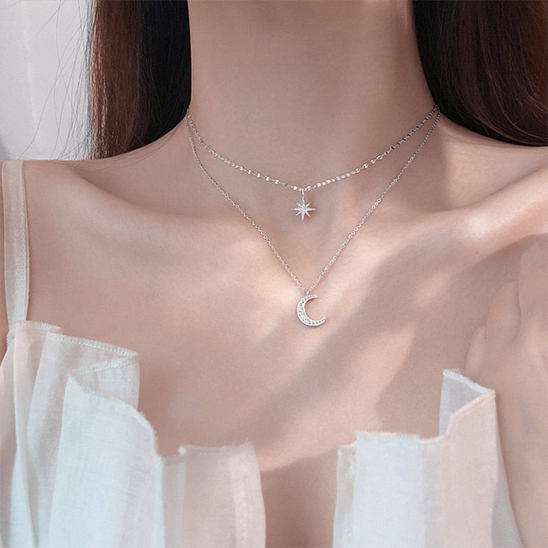 Dreamy Wings Silver Double Layer Necklace - Image 2