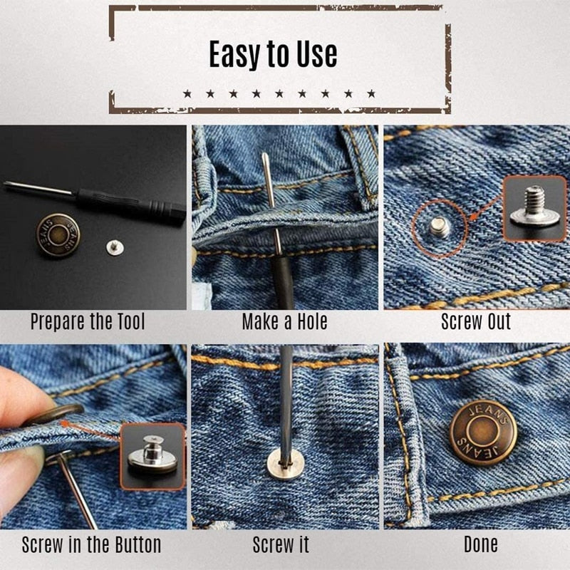 10Pcs Snap-On Seamless Metal Button Set - Image 5