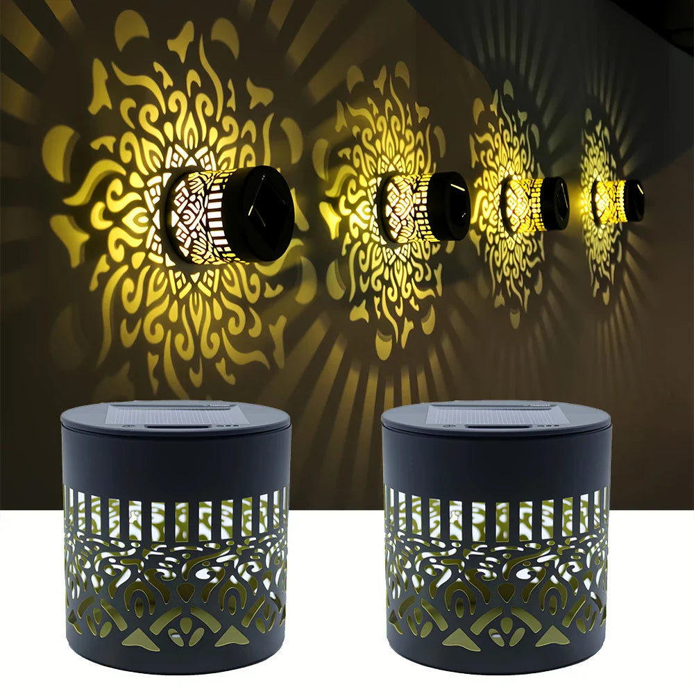 Geometric Pattern Decorative Solar Garden Wall Light - Image 2
