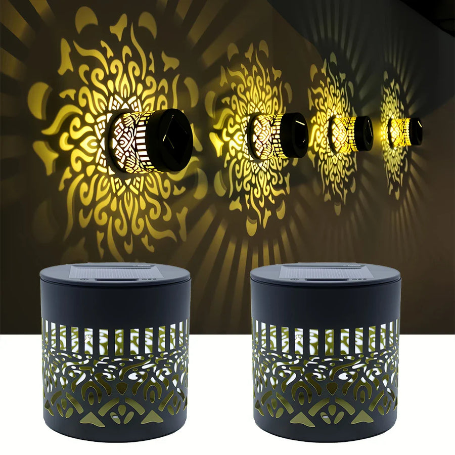 Geometric Pattern Decorative Solar Garden Wall Light - Image 0
