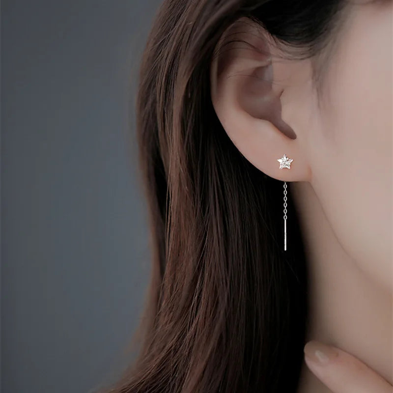 Elegant Slim Geometric Chain Earrings - Image 4