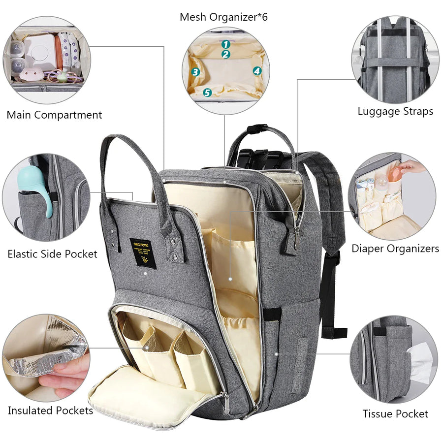 Baby Diaper Large Capacity Stylish Modern Backpack - Image 3