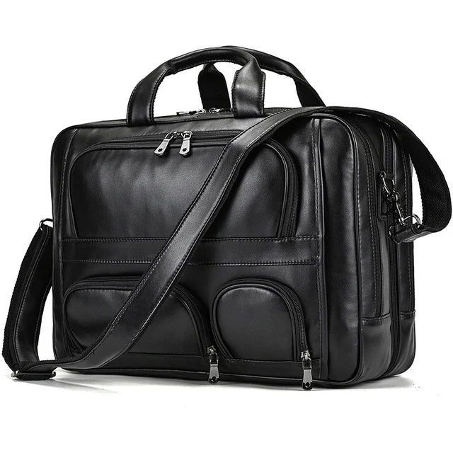 Multifunctional Large Capacity Genuine Leather Vintage Handbag - Image 9