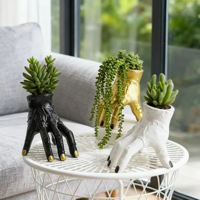 Nightcrawl Gothic Hand Ceramic Planter Pot - Image 2