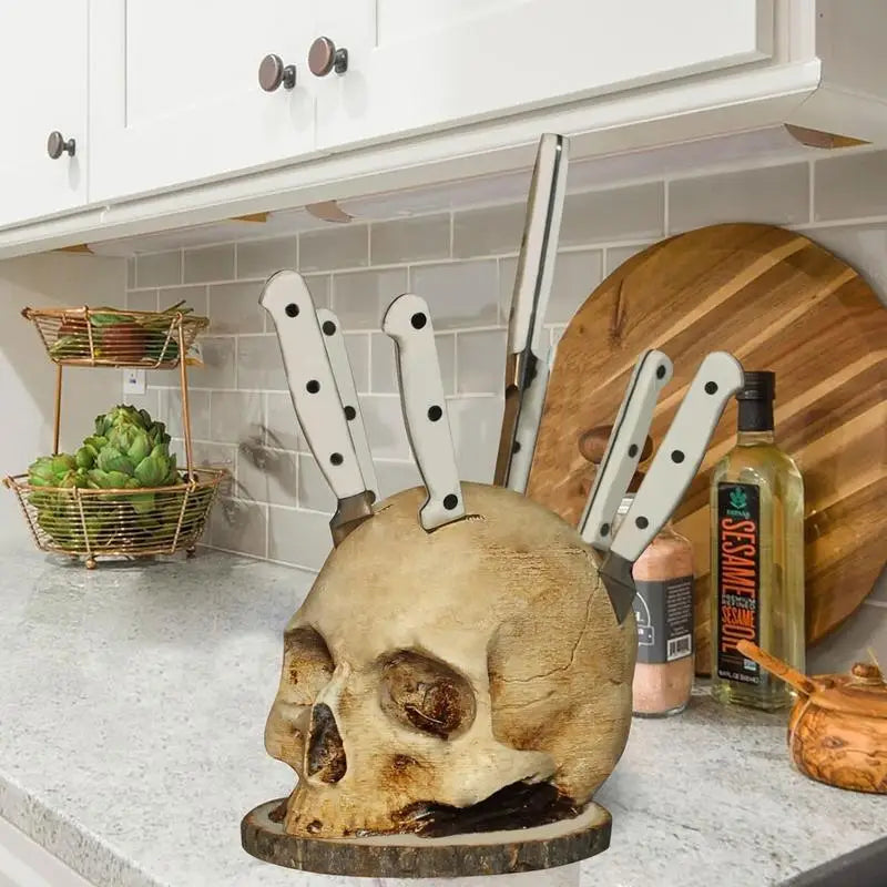 Gothic Skull Knife Organizer Holder