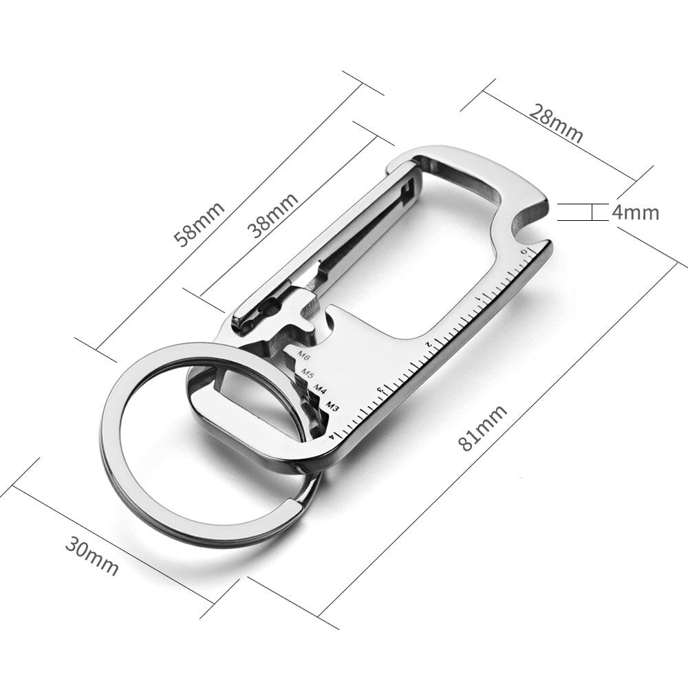 Stainless Steel EDC Multi Tool Bottle Opener Keychain