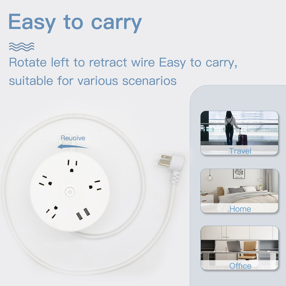 Round Total Connect Cable Power Extension Cord