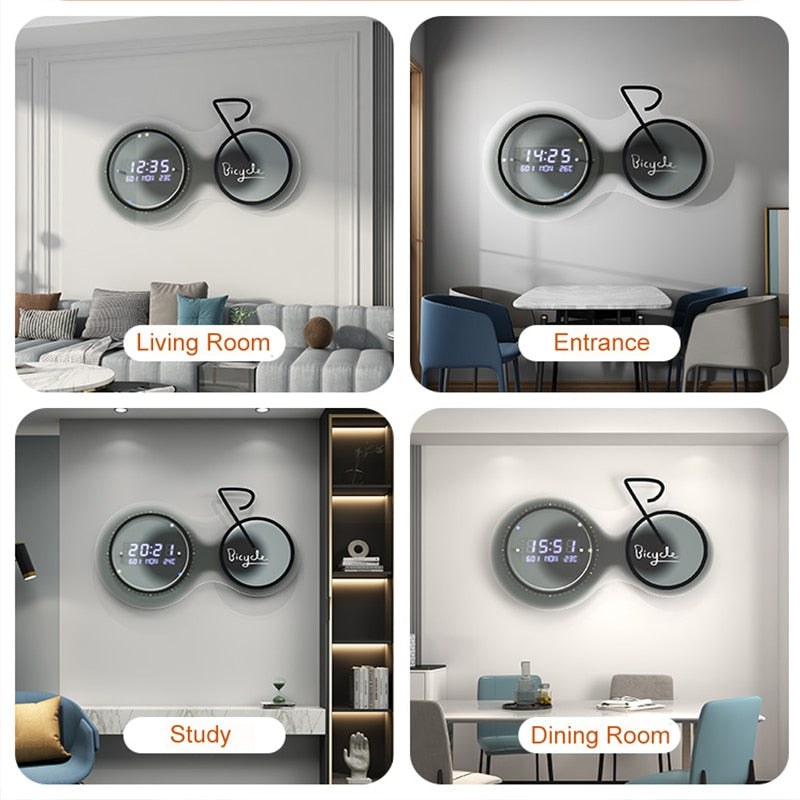 3D Luminous Modern Led Digital Bike Wall Clock