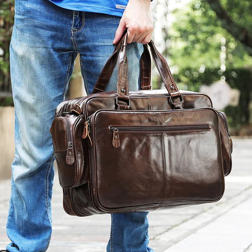 Multifunctional Large Capacity Genuine Leather Vintage Handbag - Image 0