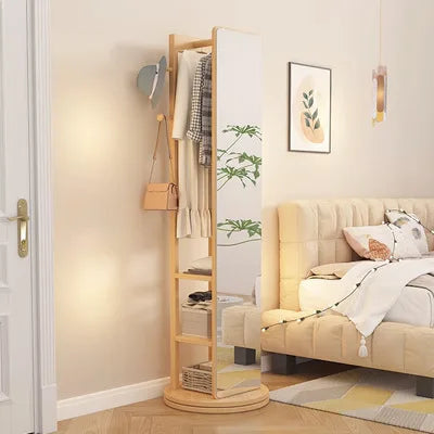Rotatable Full-Body Mobile Mirror Coat Organizer - Image 3