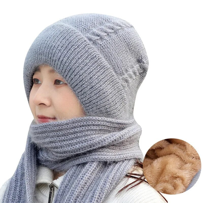 Winter Protection Plush Hat Scarf