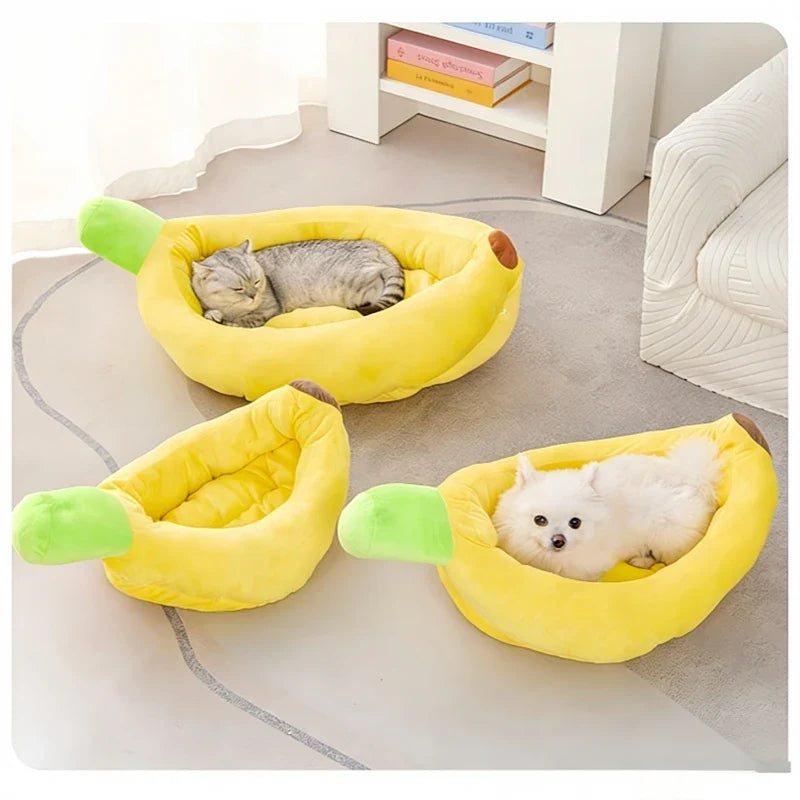 Bananenschalen-Plüsch-Katzenbett
