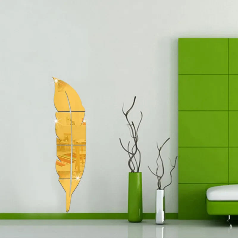 3D Feather Art Mirror Wall Sticker - Image 3