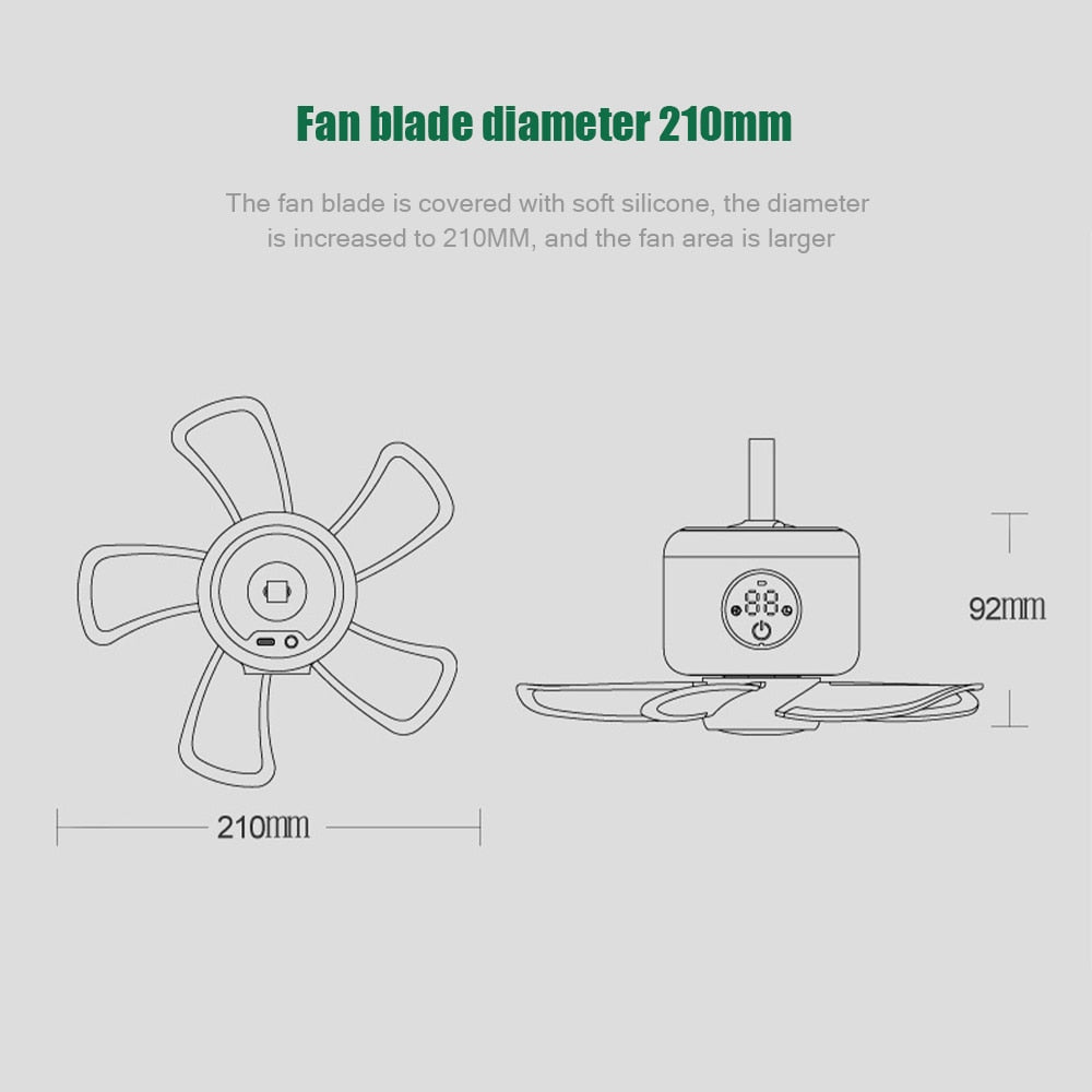 Home Cool Portable Rechargeable RC Hanging Fan Lamp