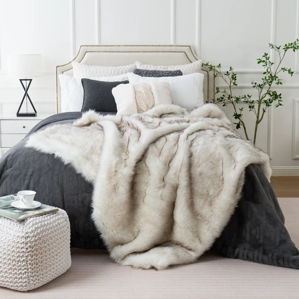 Cozy Couture Deluxe Faux Fur Sofa Blanket