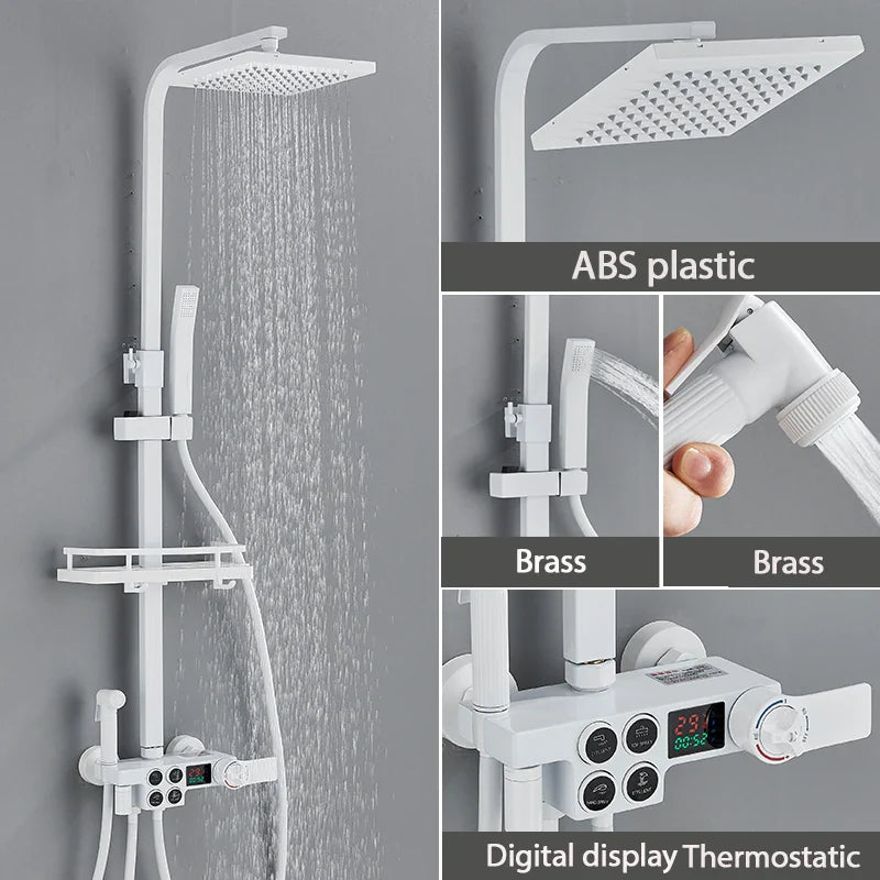 Thermostatic Digital Display Stylish Pressure Shower Set - Image 17