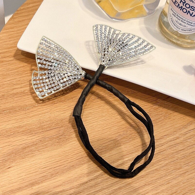 Korean Style Bow Hair Rhinestone Band - Image 5